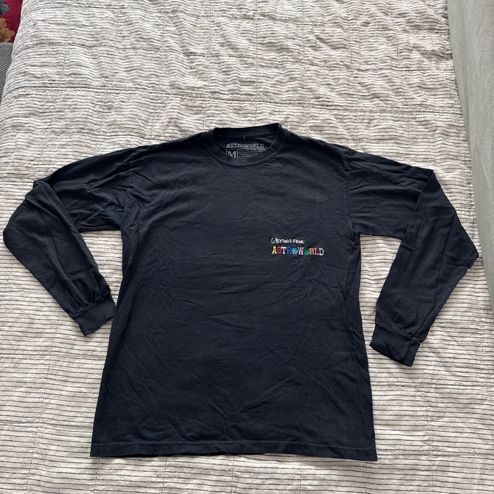 Travis Scott Astroworld Wish You Were Here Balck Long Sleeve Tee Medium